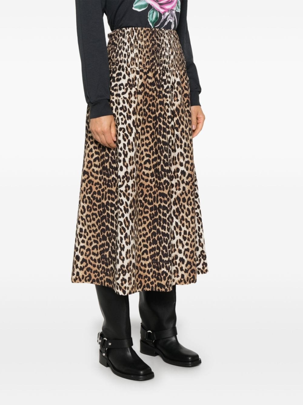 leopard-print midi skirt - 3