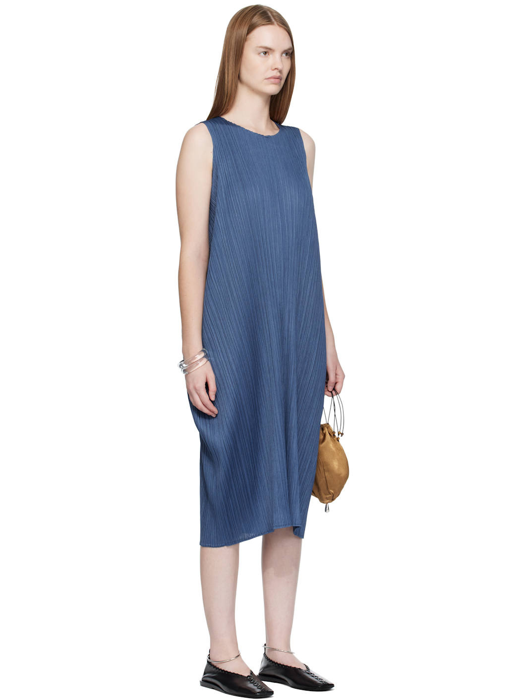 Navy Lamp Shade Midi Dress - 2