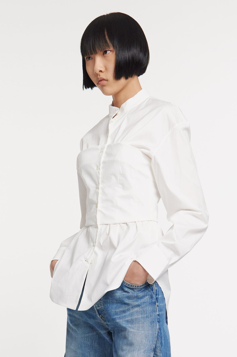 A.W.A.K.E. MODE CORSET COLARLESS SHIRT WHITE outlook