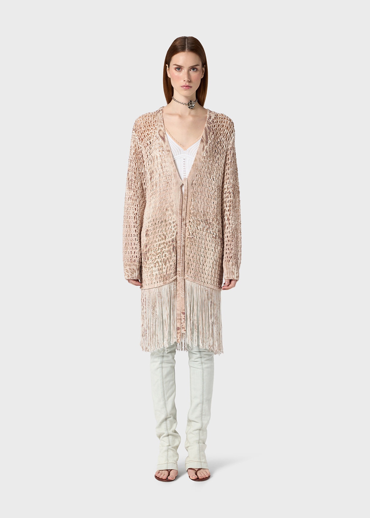 MESH-EFFECT CARDIGAN WITH FRINGES - 3