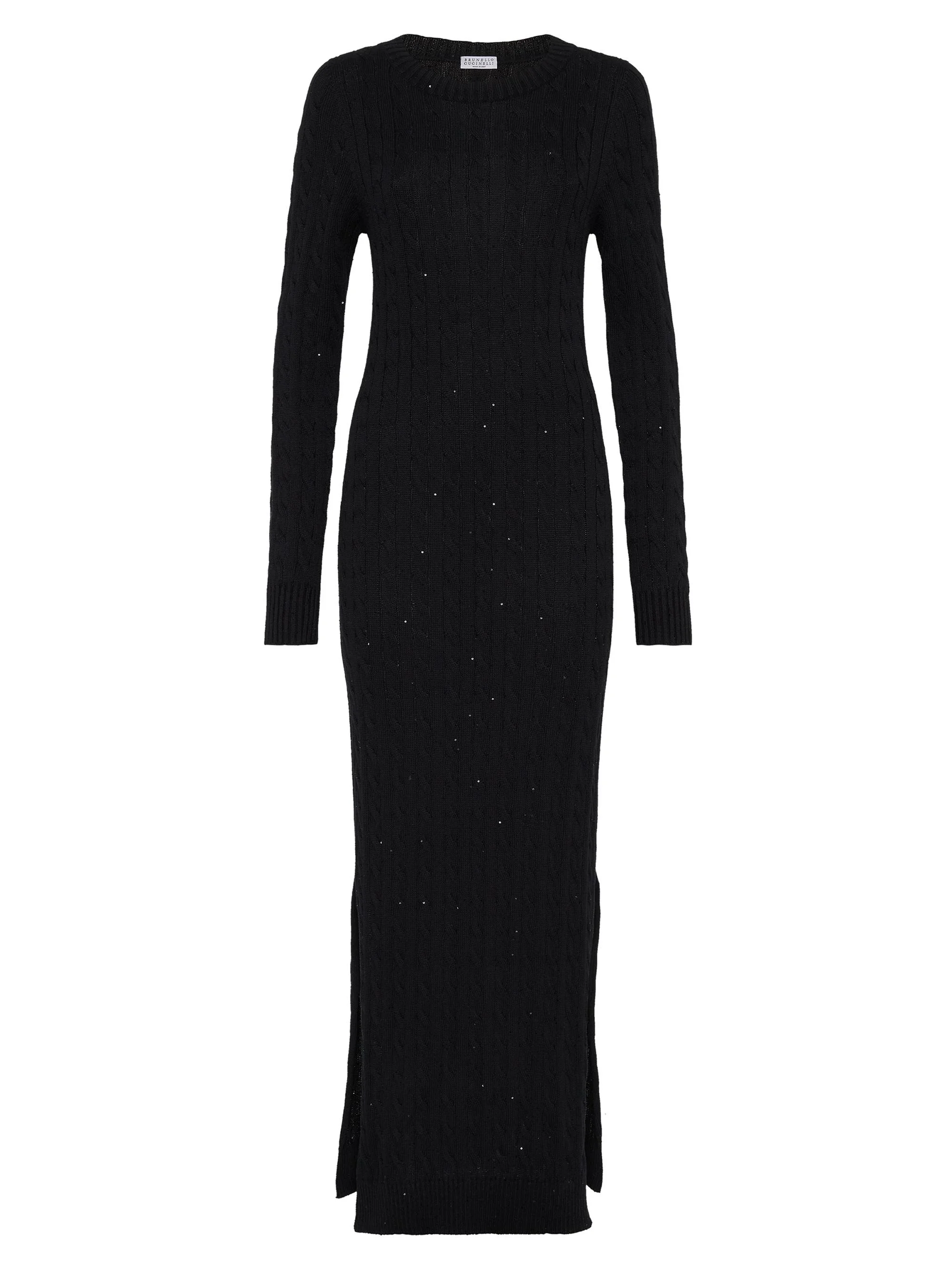 Women's Cotton Dazzling Cables Knit Dress - Black - 1