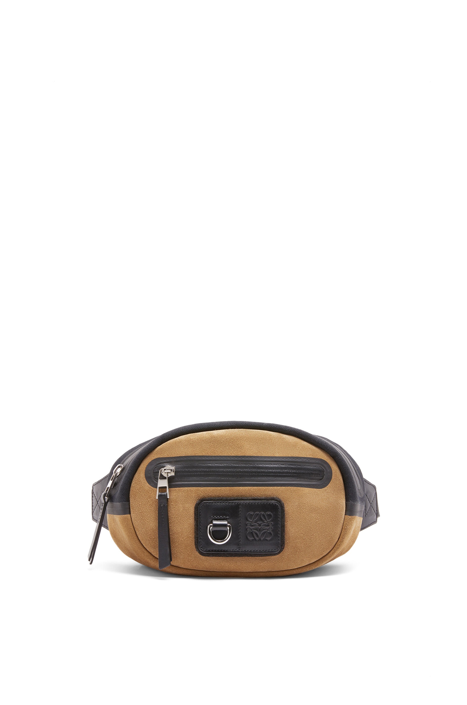 Round bumbag in recycled canvas and suede 1