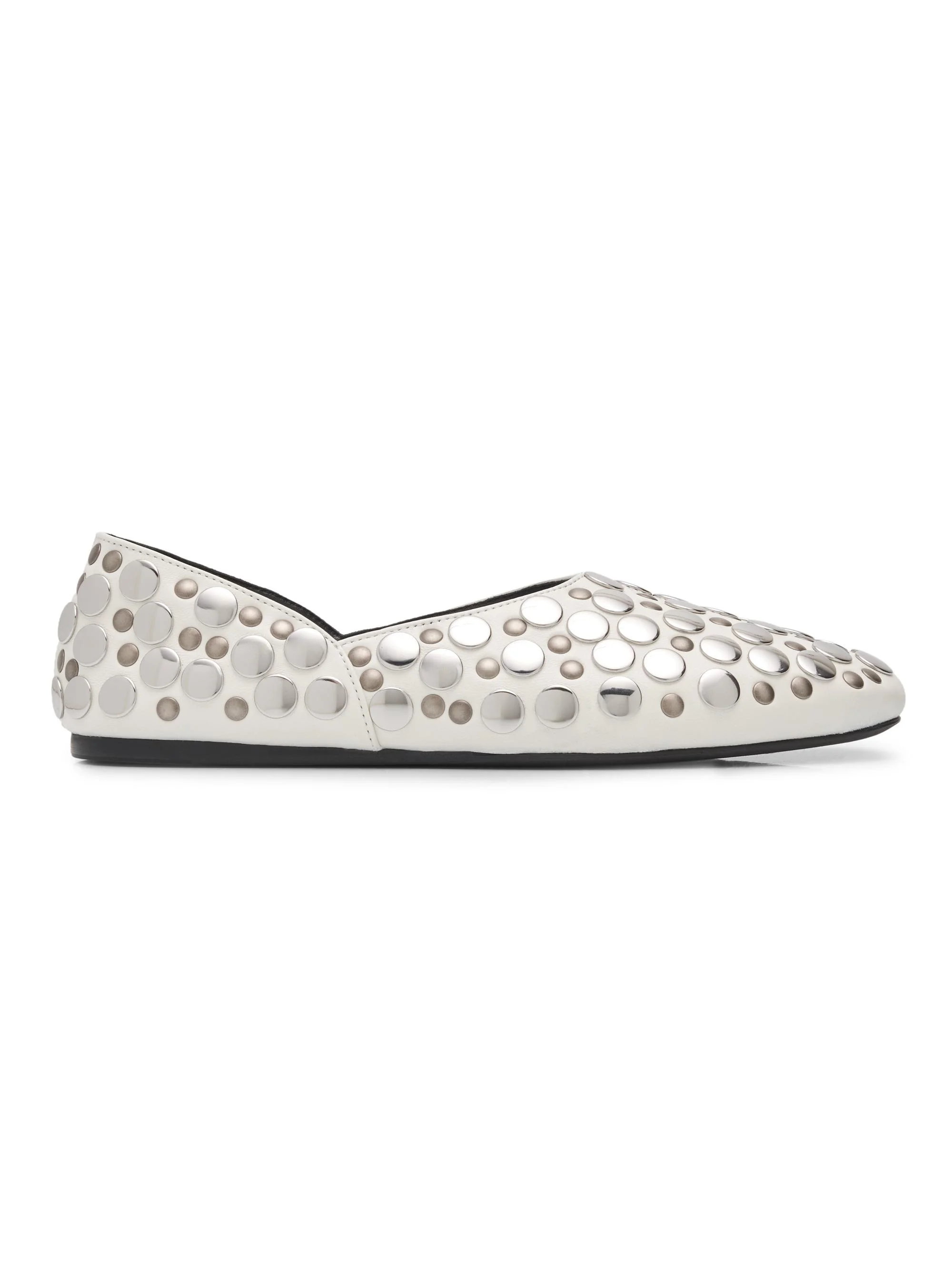 Women's Jane Studded Leather Flats - Optic White - 1
