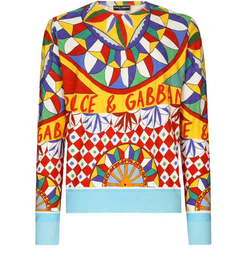 3D Jacquard Silk Sweater with Carretto Print 1