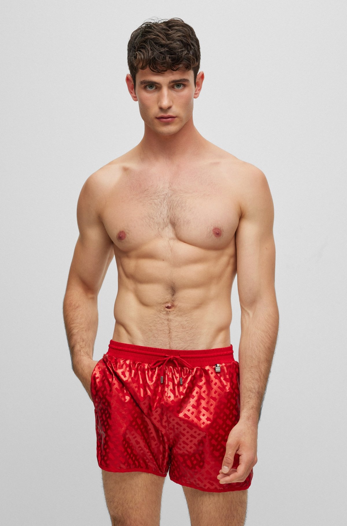 MONOGRAM-PRINT SWIM SHORTS IN QUICK-DRYING FABRIC - 2