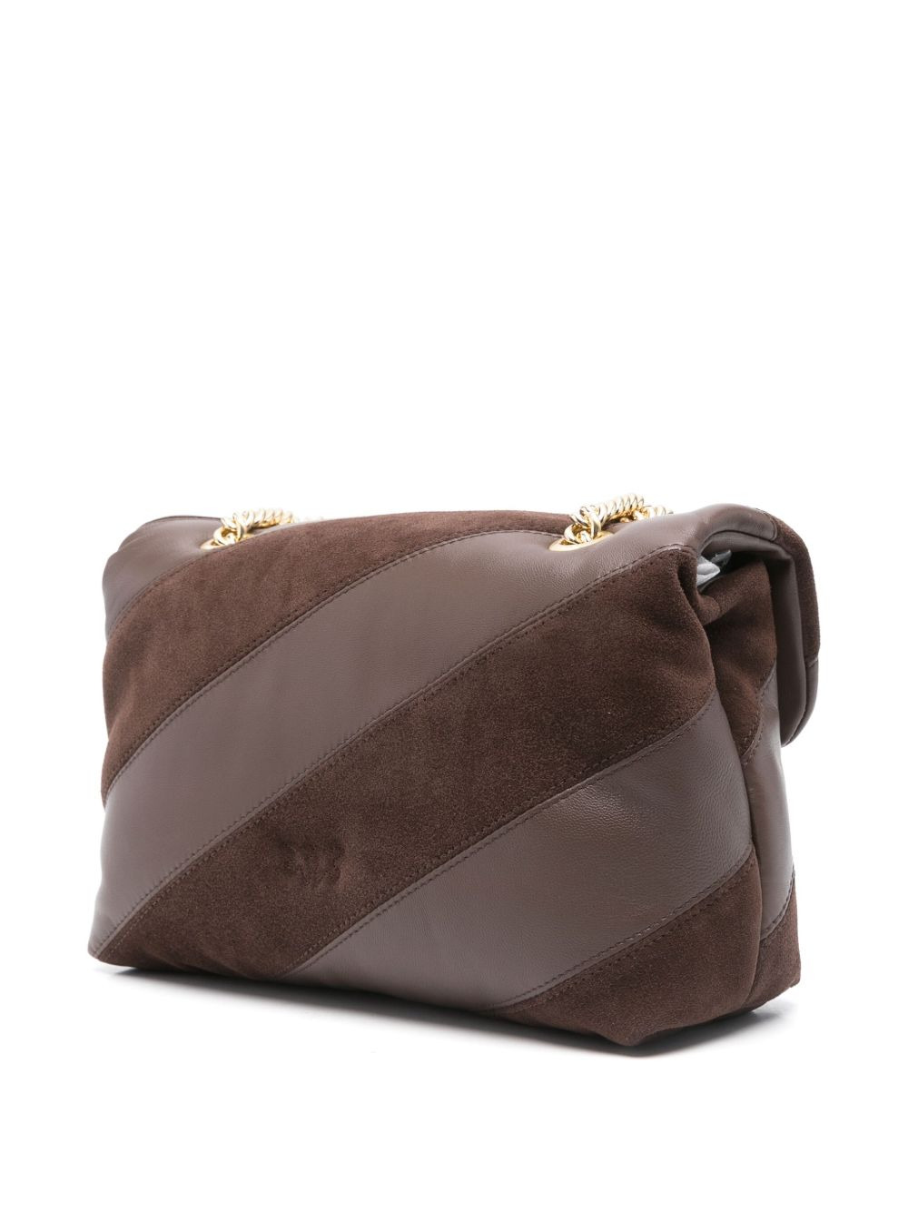 Love leather-suede diagonal-stripe shoulder bag - 3