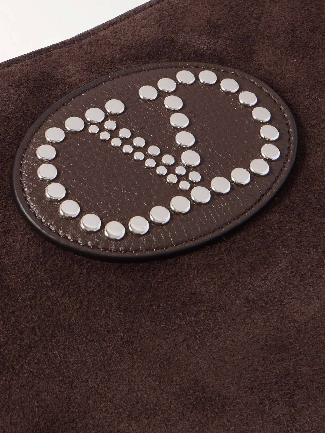 Nellcote embellished fringed leather-trimmed suede shoulder bag Burgundy - 4