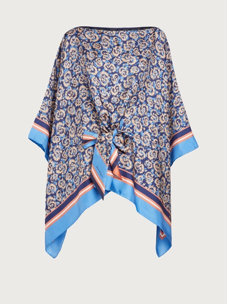 ANIMAL PRINT SILK PONCHO - 1