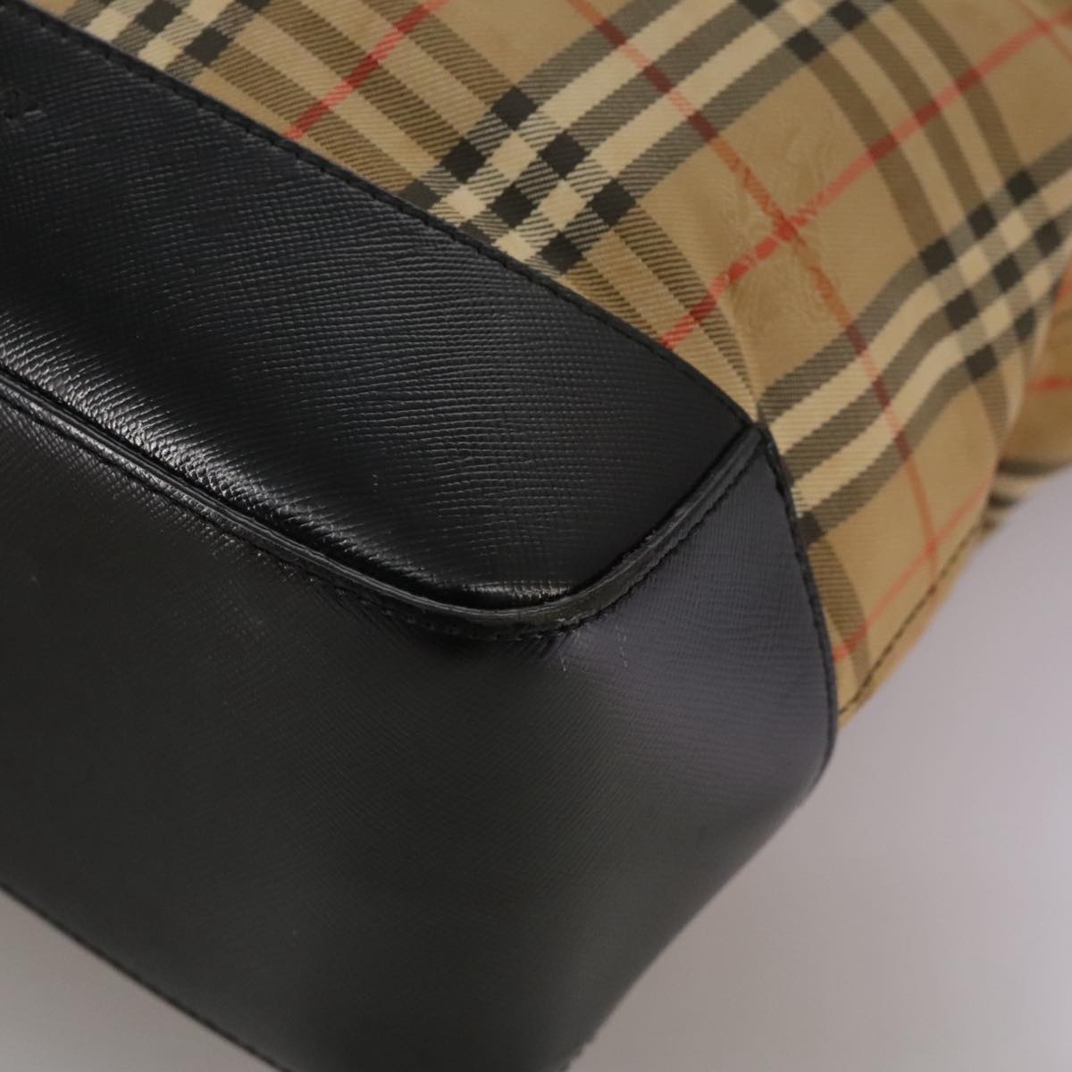 Burberry Nova Check Tote Bag Canvas Leather Beige Black Gold - 14