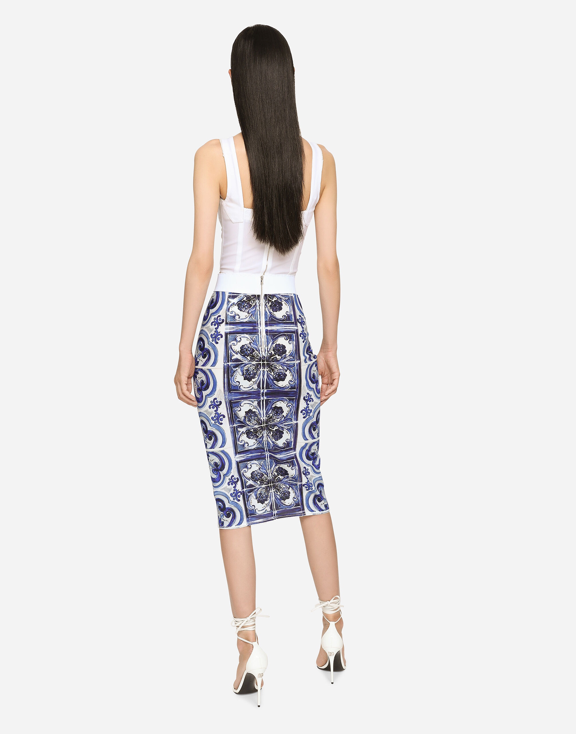 Majolica print midi skirt - 3