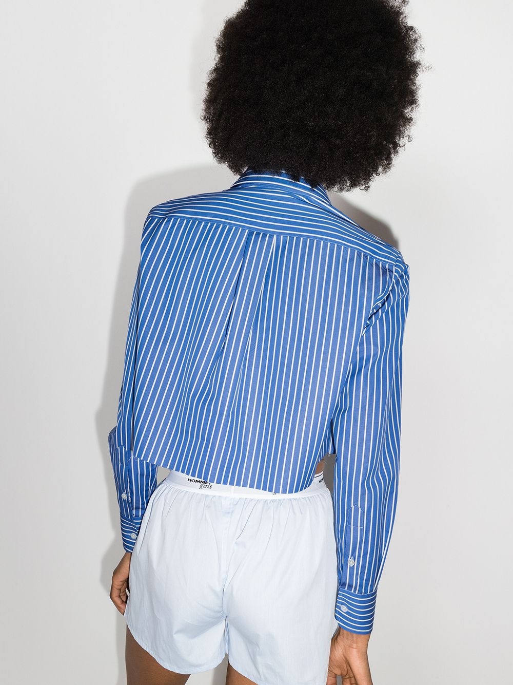 stripe-pattern cropped shirt - 3
