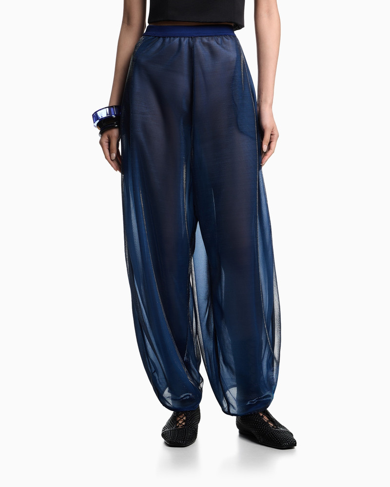 EMPORIO ARMANI WIDE TROUSERS IN IRIDESCENT KNIT MESH outlook