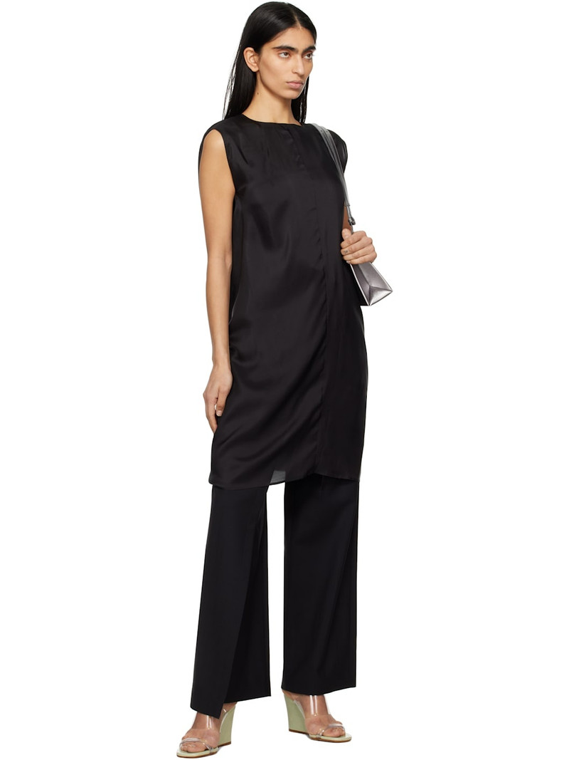 MM6 Maison Margiela Black Light Silk Shift Midi Dress outlook