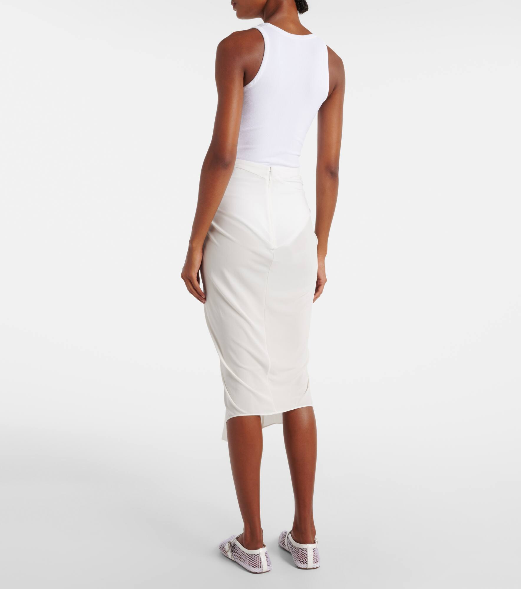 Draped asymmetric midi skirt - 3