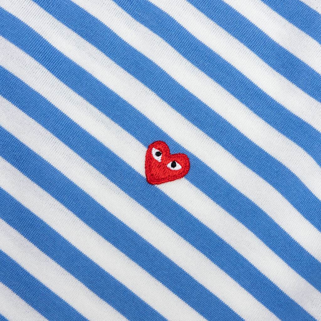 COMME DES GARCONS PLAY BI-COLOR STRIPE T-SHIRT - BLUE/YELLOW - 3