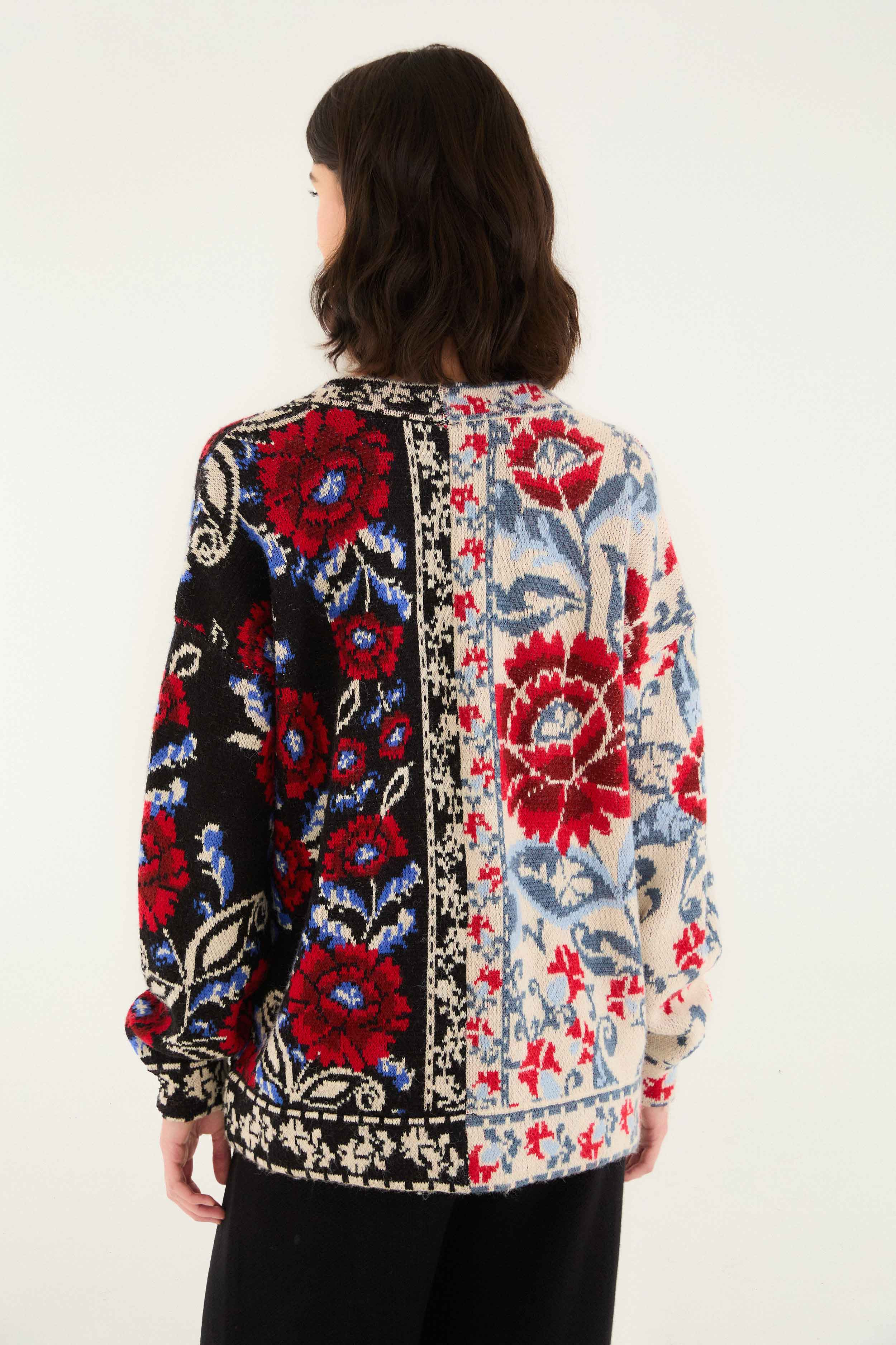 Black Mixed Valentina V Neck Knit Cardigan - 4