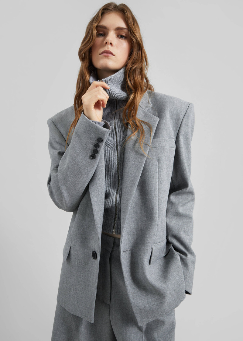 Jun Textured Blazer - Grey Melange 7