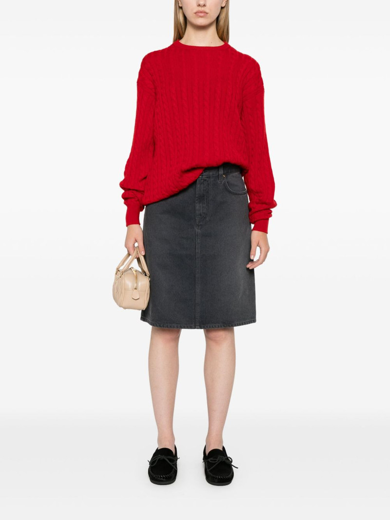 Miu Miu logo-appliqué denim mini skirt outlook