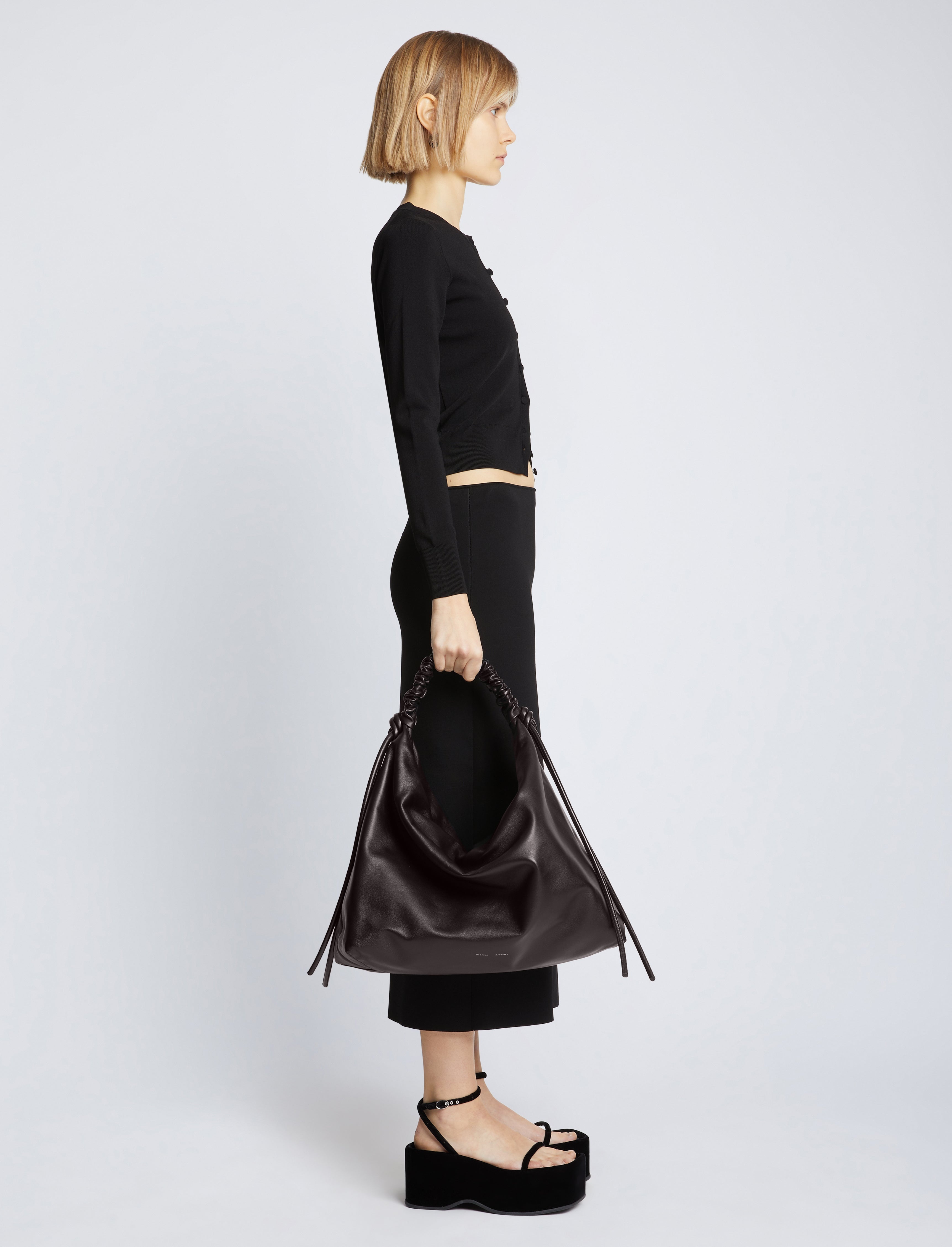 Large Drawstring Shoulder Bag - 6