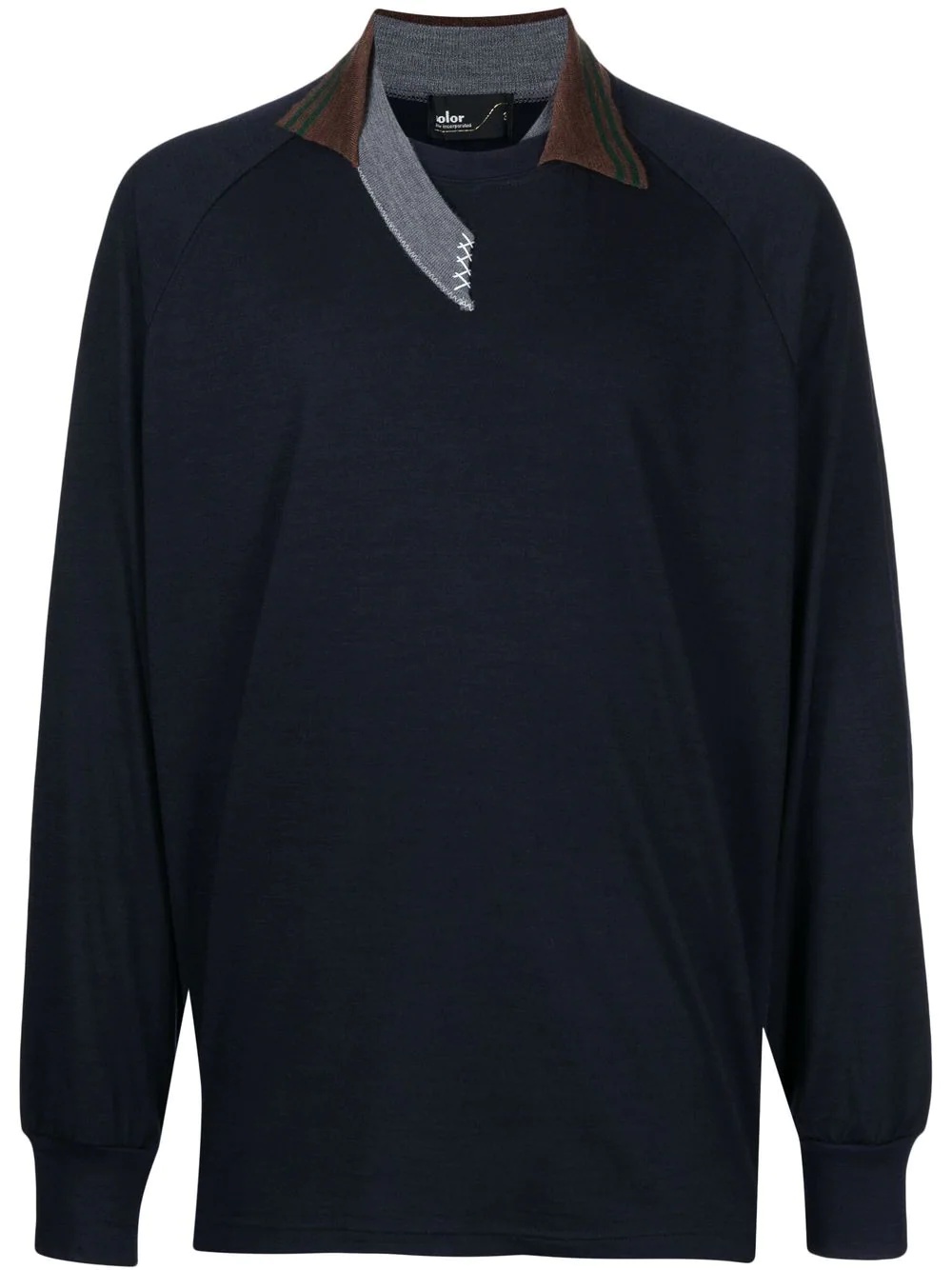 contrasting-collar detail sweatshirt - 1