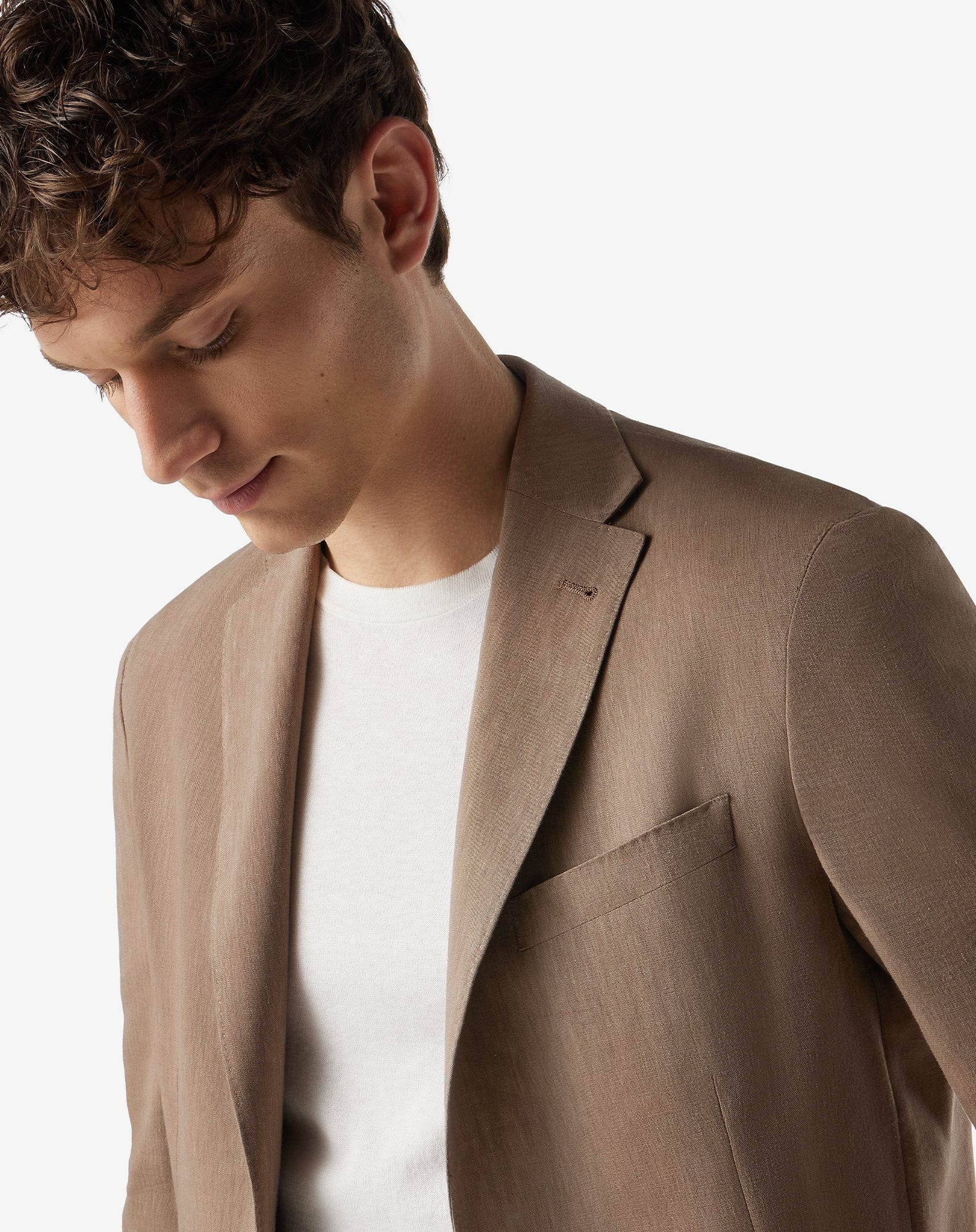 Extralight beige wool and naturally stretch linen jacket - 4