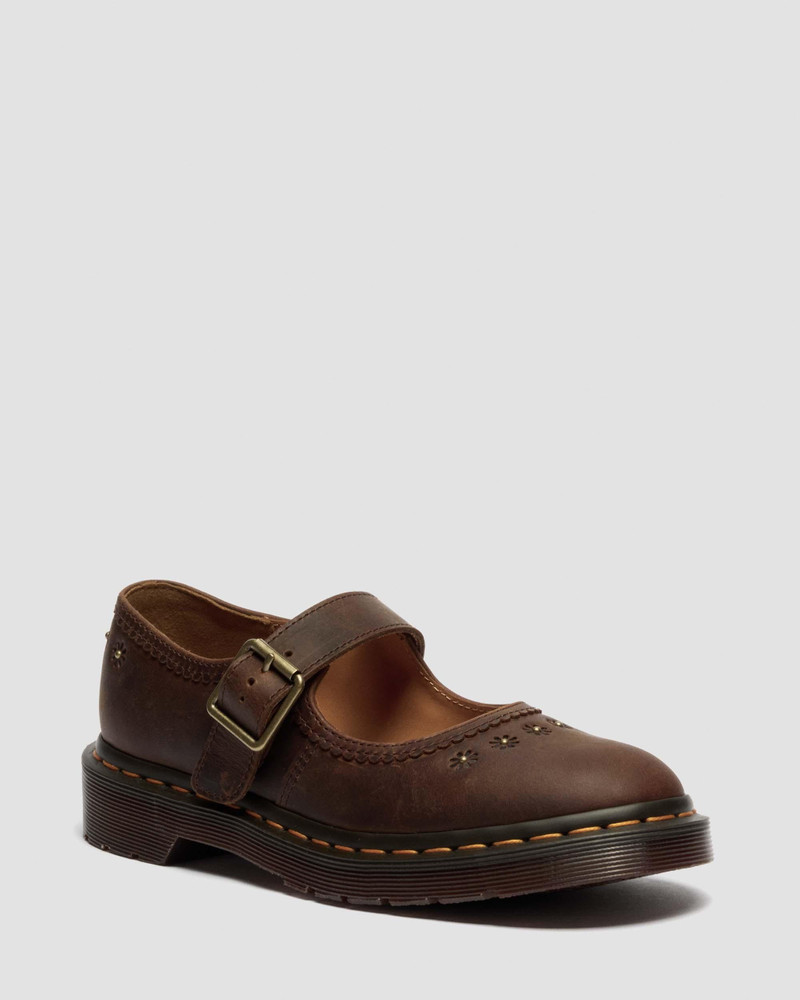 Dr. Martens Mary Jane Flower Crazy Horse Leather Shoes outlook
