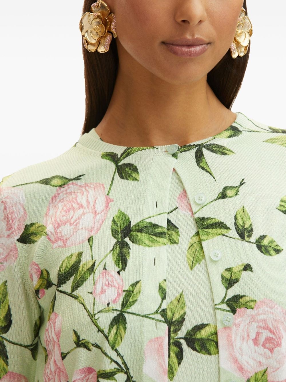 English Rose print cardigan - 6