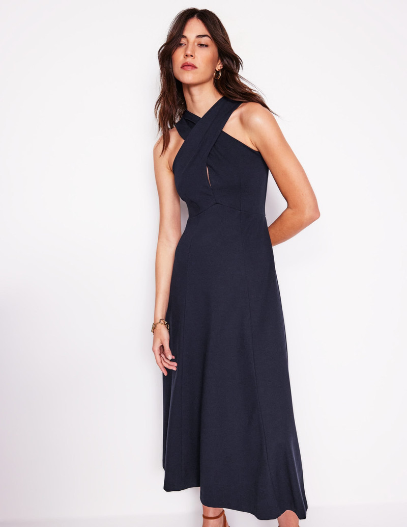 Cross Front Ponte Dress-Navy 5