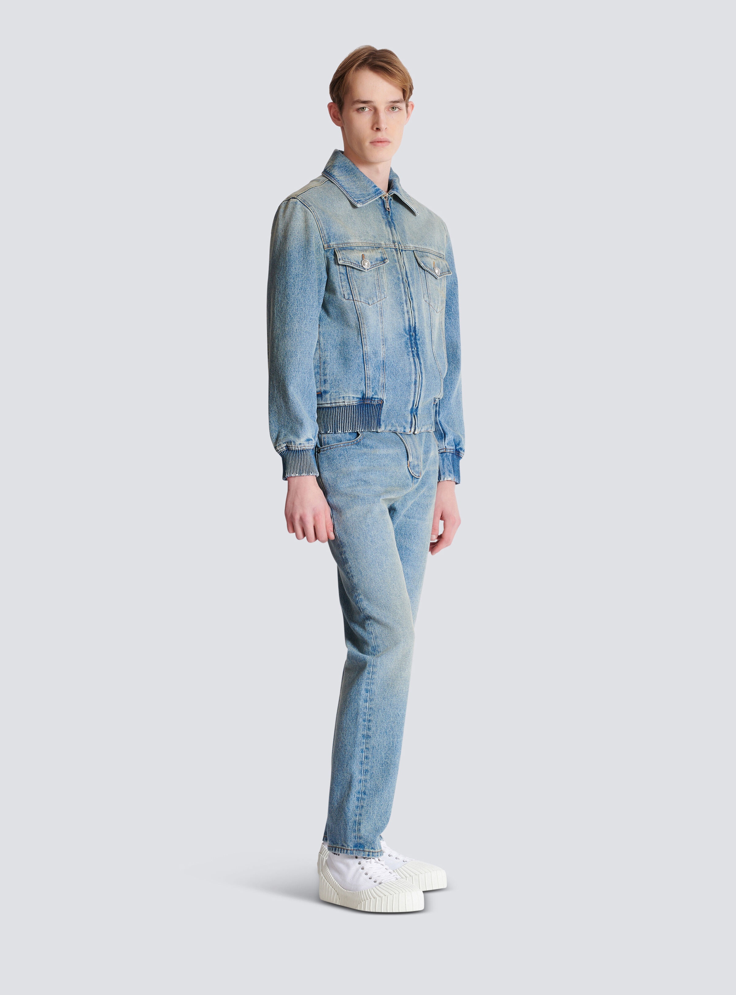 Cropped lined denim jacket - 3