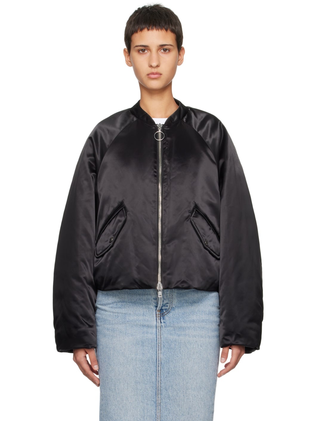 Black Petula Bomber Jacket - 1