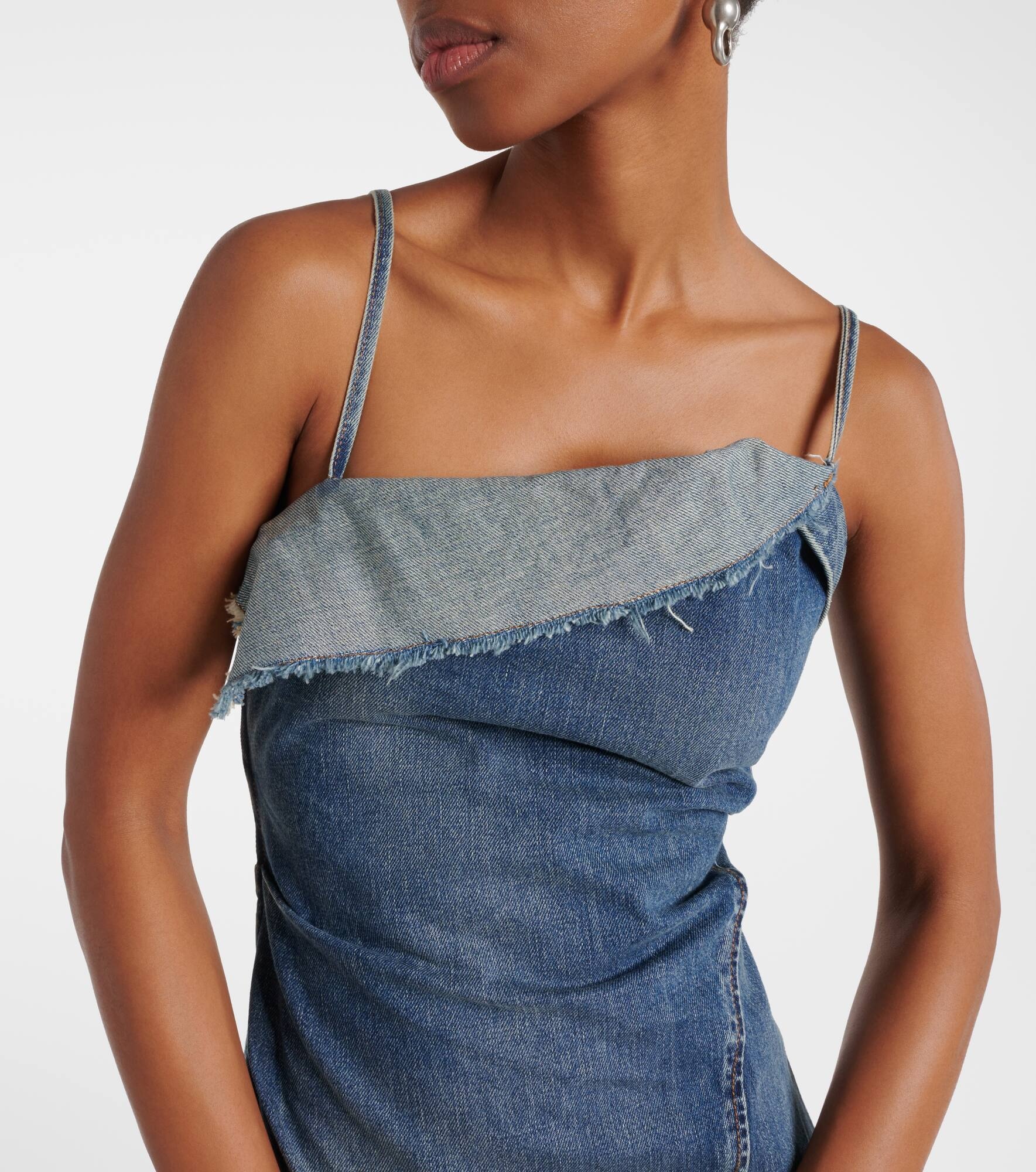 Delouise ruffled denim midi dress - 4