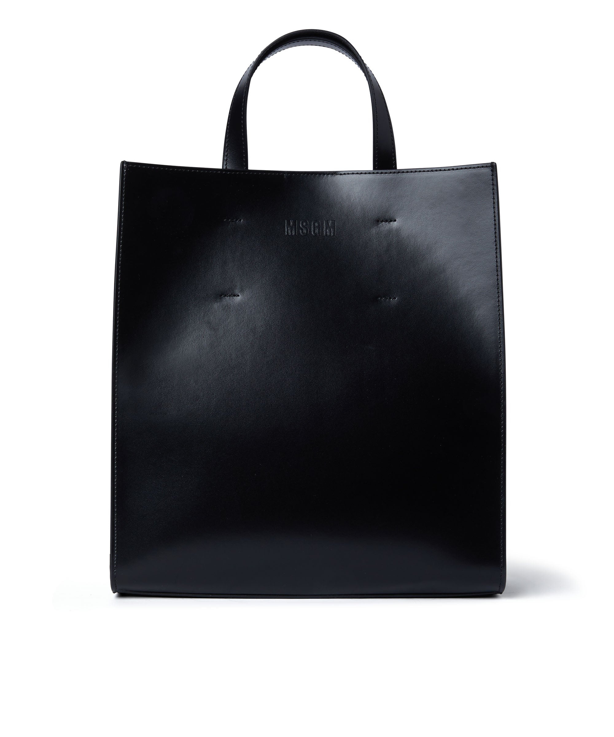 Faux leather tote bag with embossed micro logo - 1
