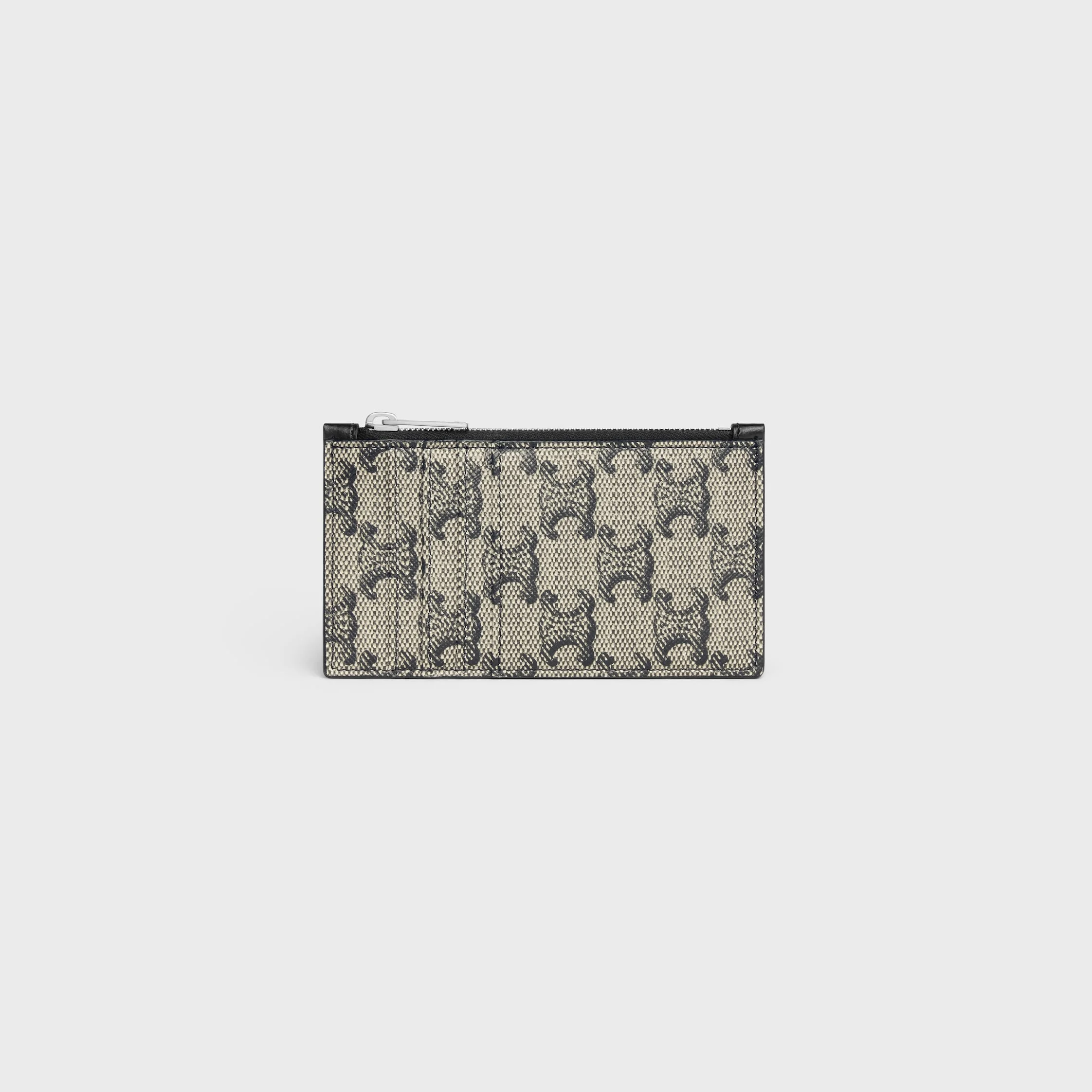 Zipped Compact Card Holder TRIOMPHE CANVAS & CALFSKIN BEIGE - 1