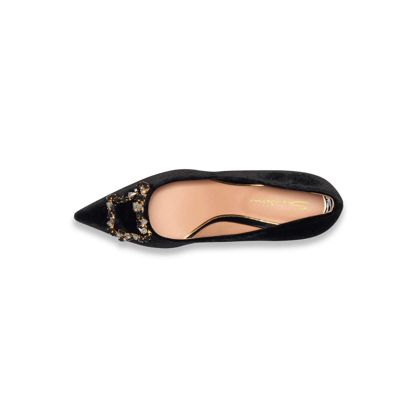 Women's black velvet mid-heel Santoni Sibille pump - 5