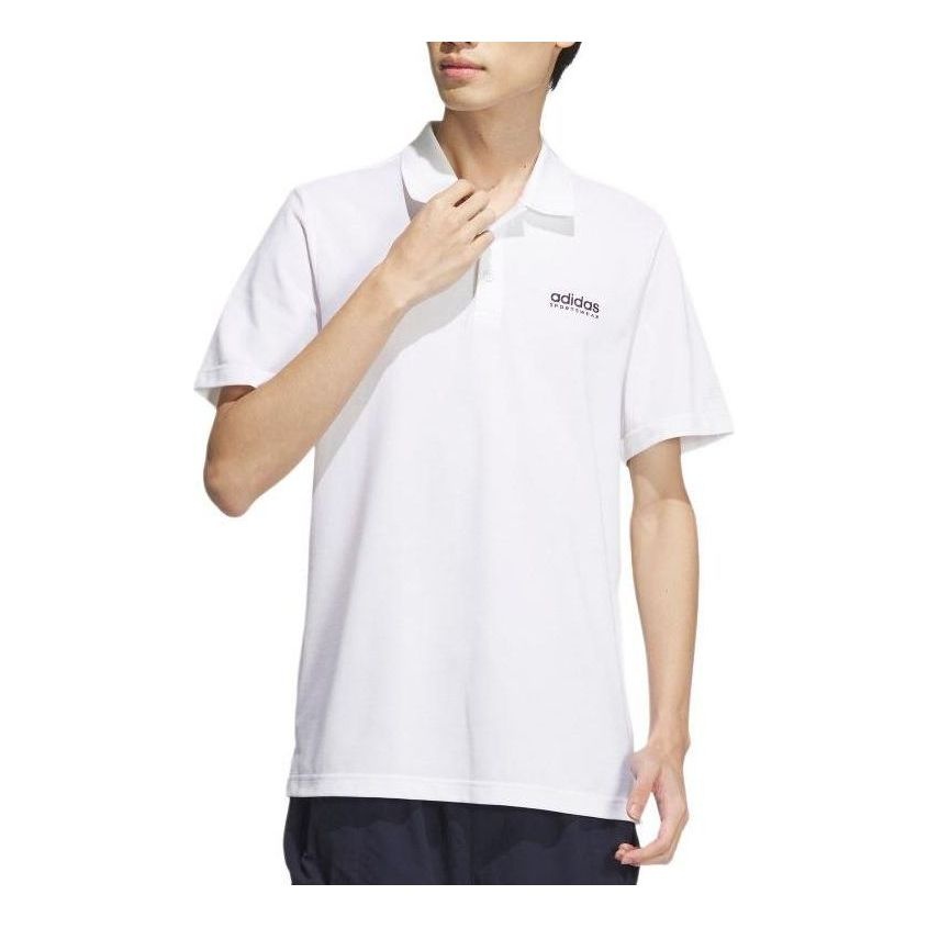 adidas Pique Solid Polo Shirt Asia Sizing 'White' JI9056 - 3