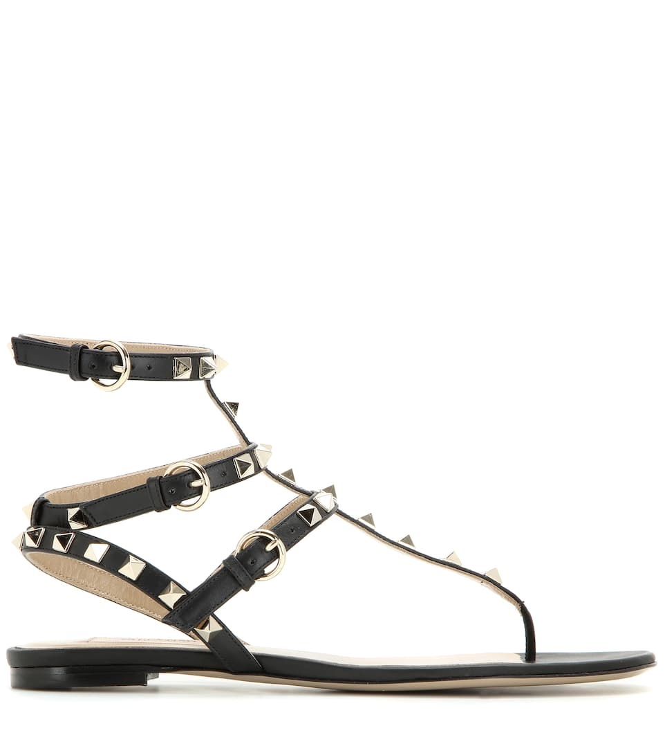 Rockstud leather sandals - 4