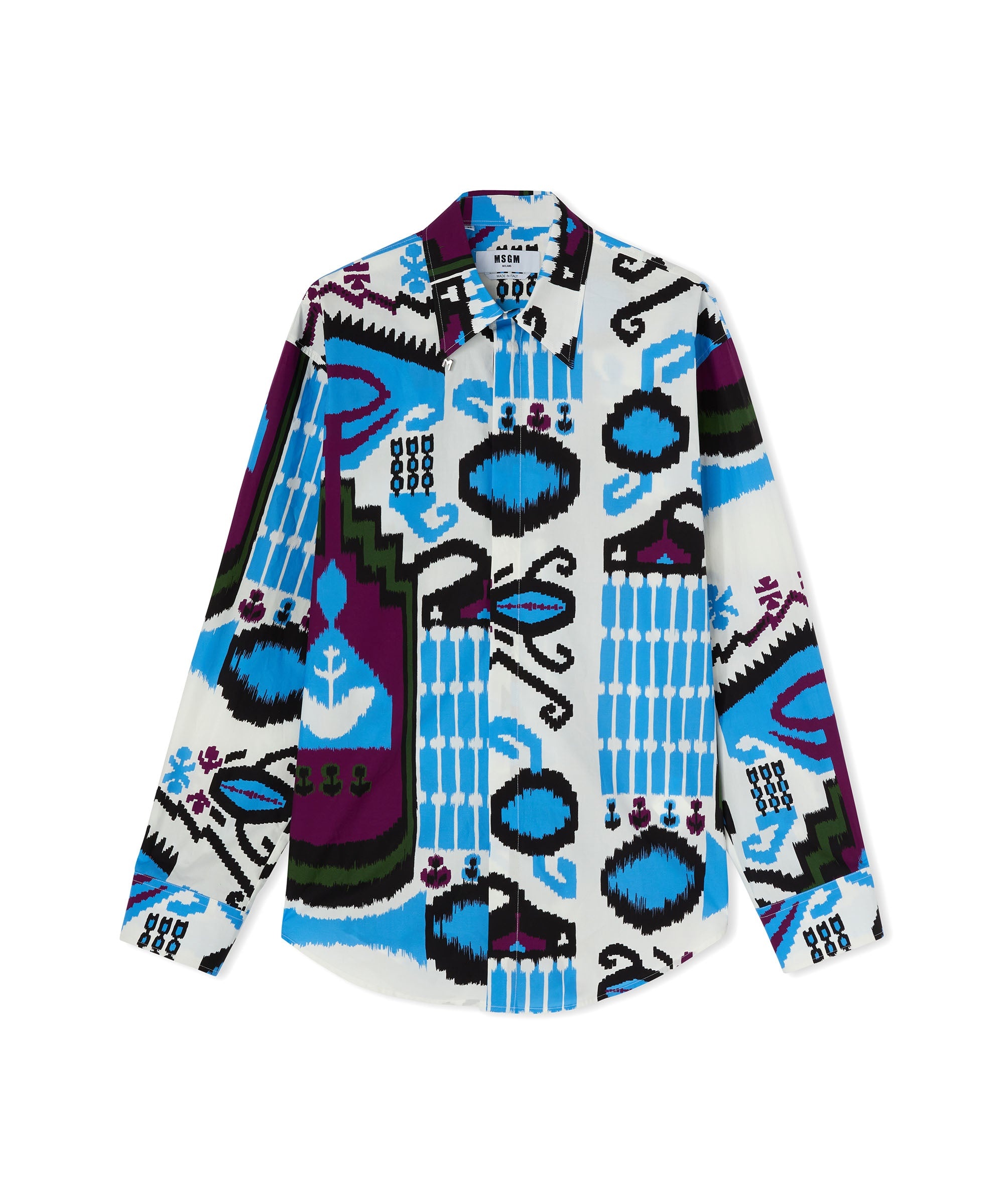 Poplin cotton shirt with "Macro Ikat" print - 1