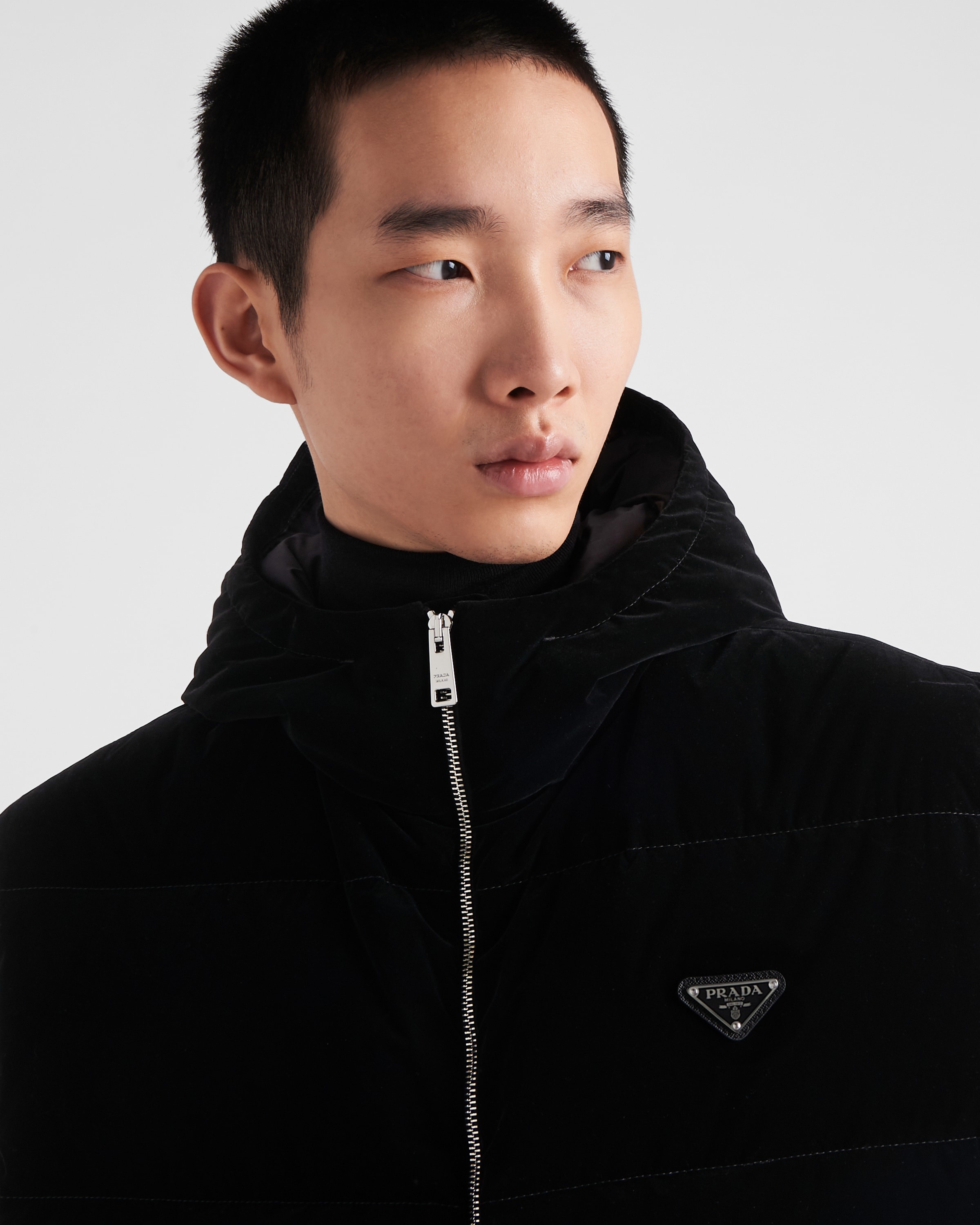 Hooded technical fabric down vest - 4
