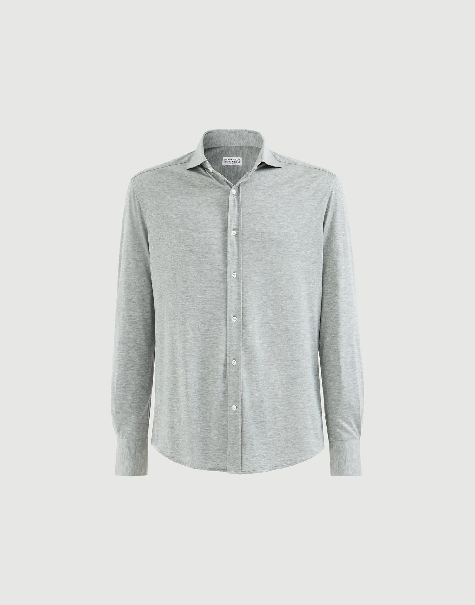 Silk and cotton lightweight jersey shirt with spead collar - 1