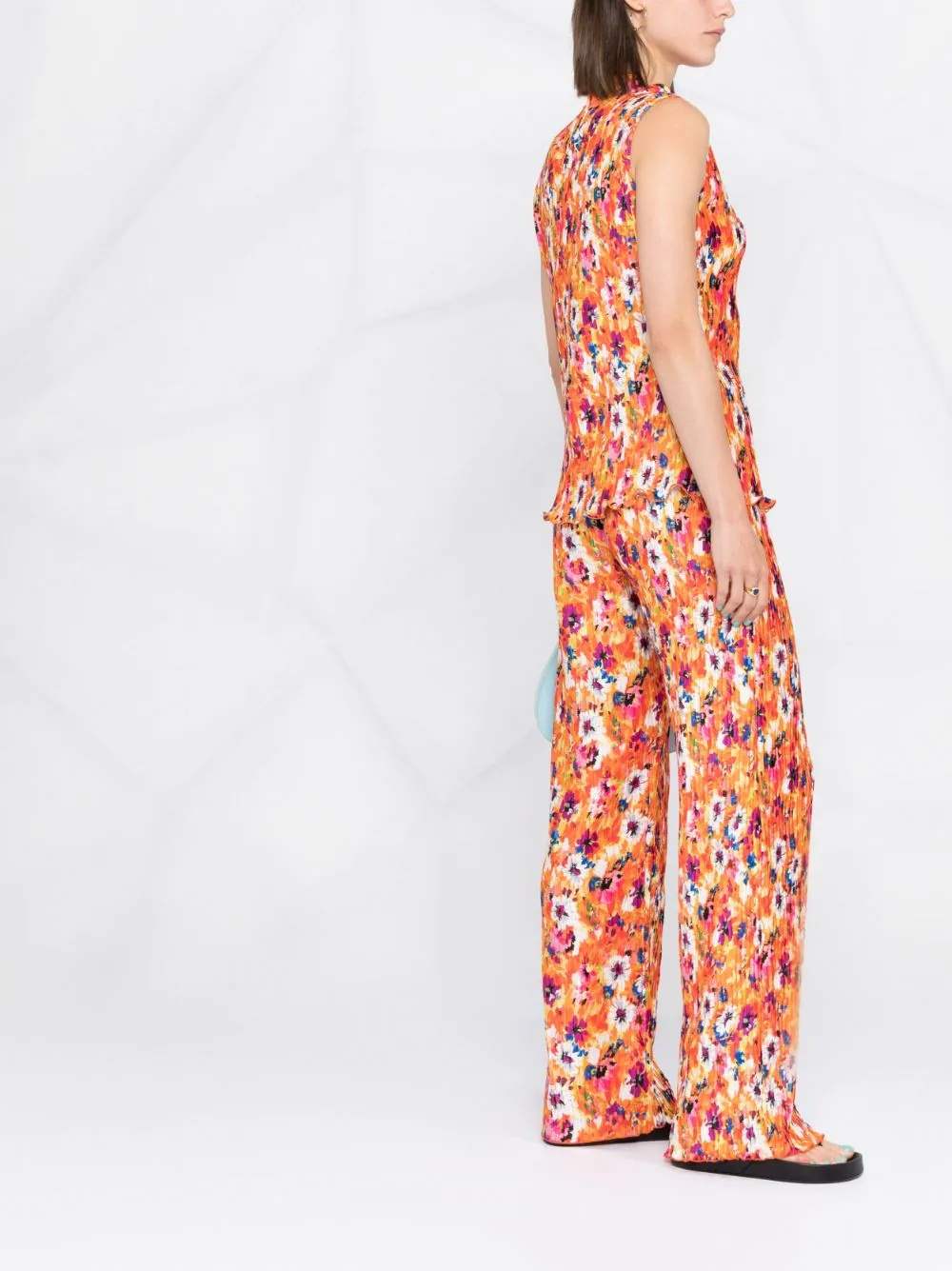 pleated floral-print trousers - 4