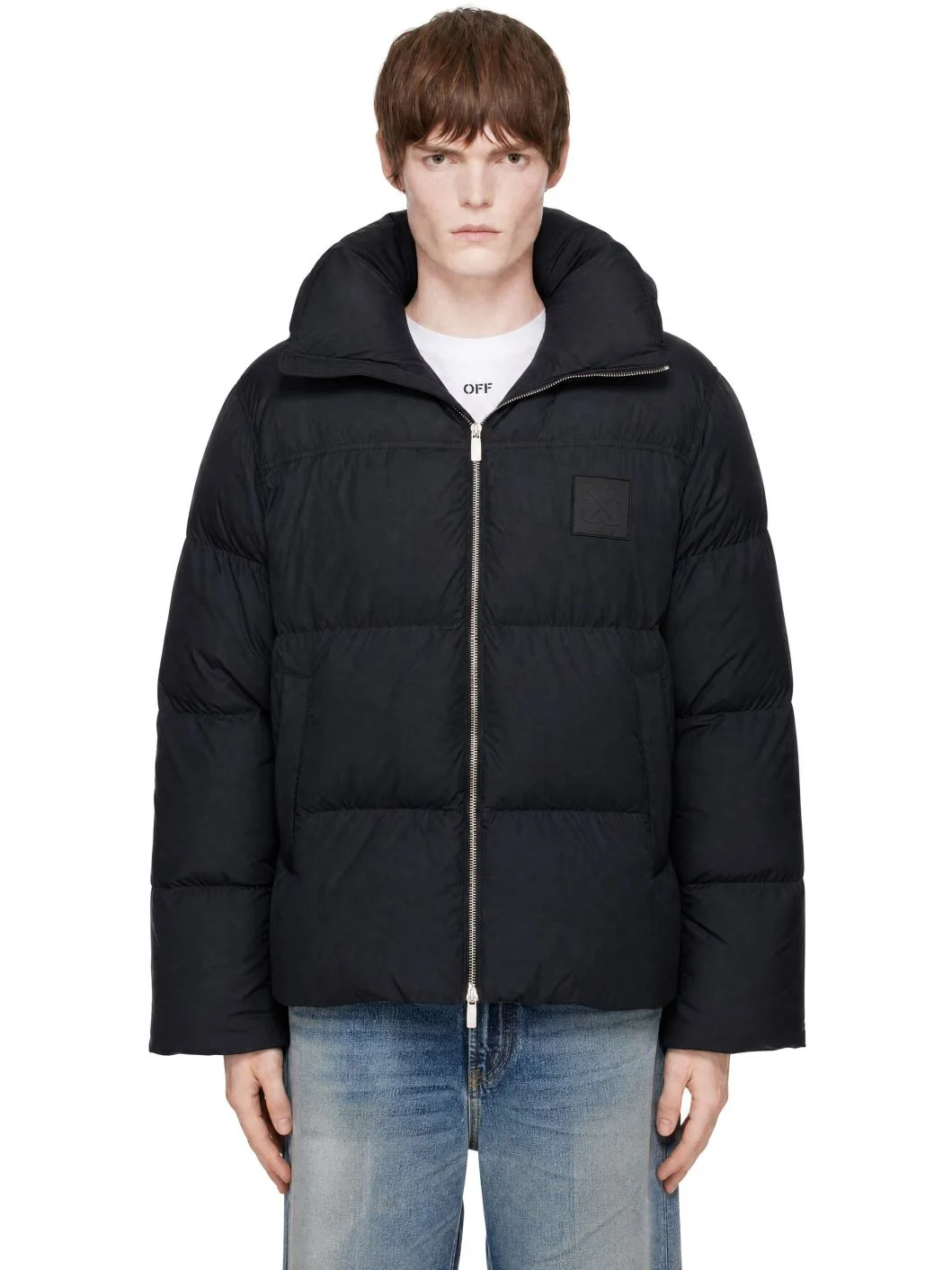 Black Patch Arrow Down Jacket - 1