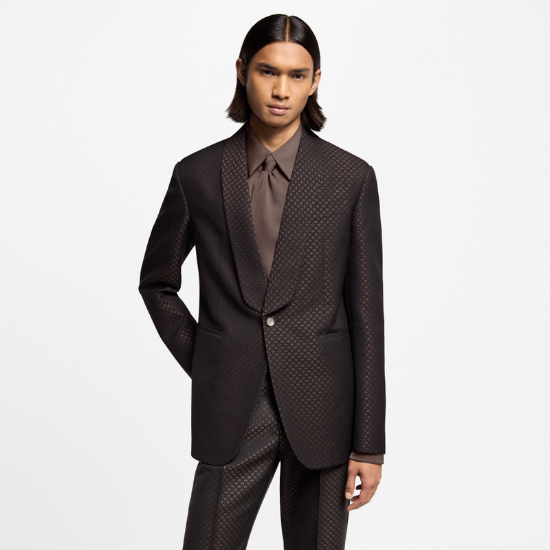 Wool-Silk Blend Monogram Single-Breasted Tuxedo Jacket 2