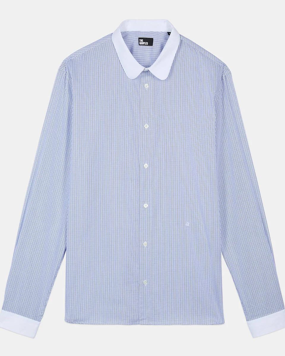 BLUE AND WHITE CHECKED FORMAL SHIRT - 1
