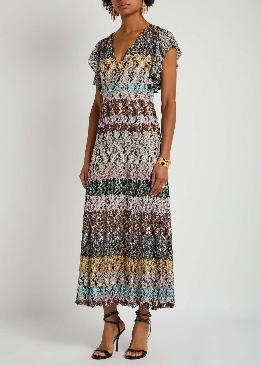 Missoni Striped Metallic-knit Midi Dress - 2