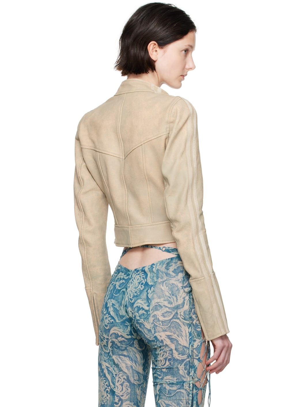 【関税込み】KNWLS SSENSE限定 ベージュ レザージャケット KNWLS SSENSE Exclusive Beige Leather Jacket | REVERSIBLE