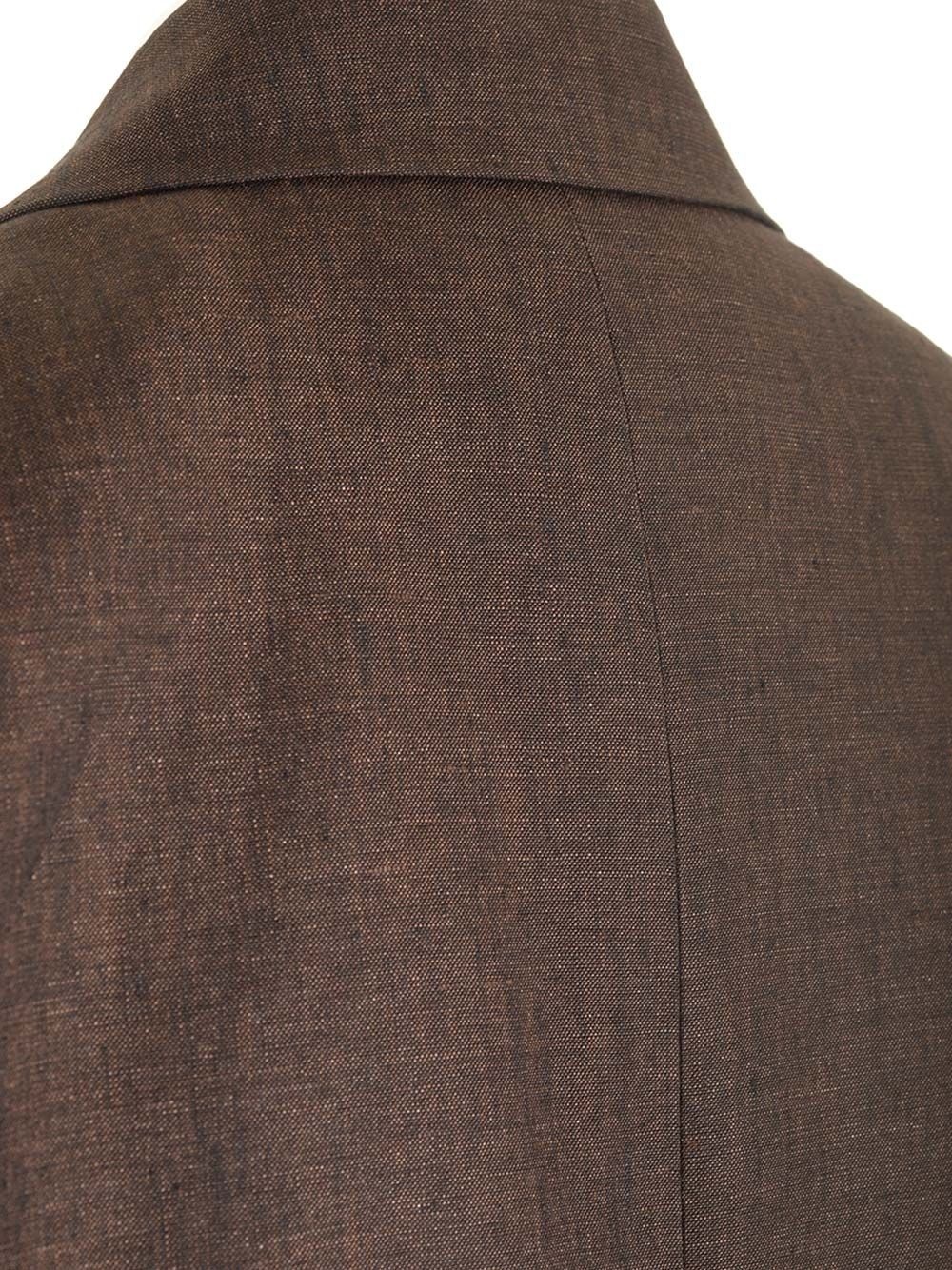 Linen Single-Breasted Tailored Jacket Jackets Brown - 9