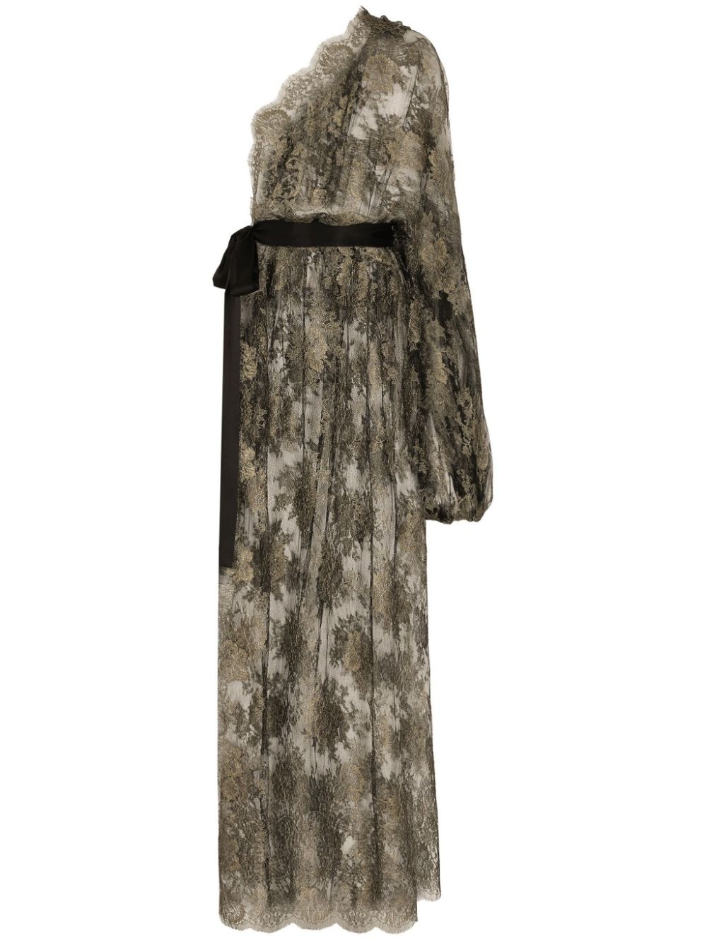 semi-sheer lace gown - 1