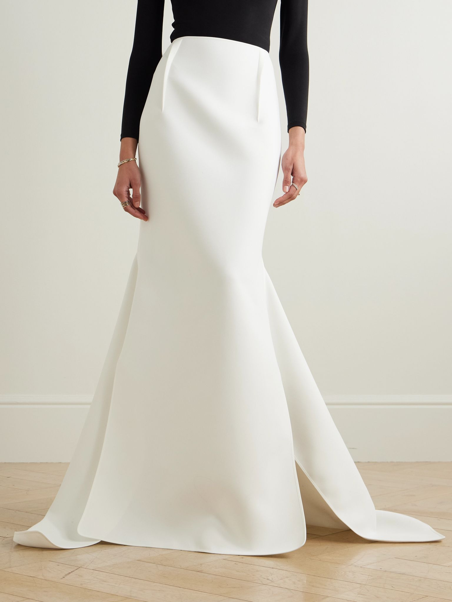 Snaking asymmetric crepe skirt White - 3