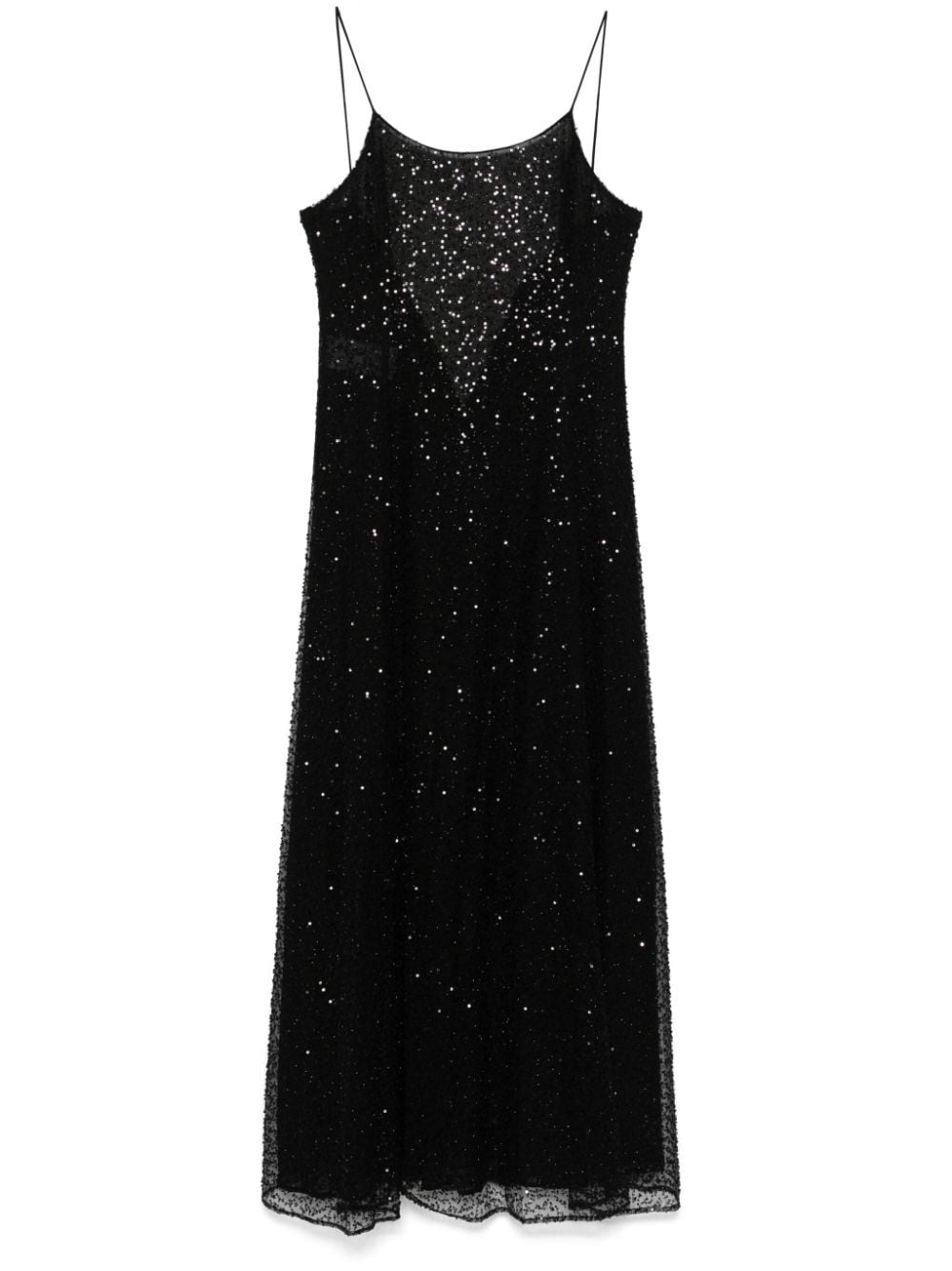 jet-embroidery sequin maxi dress - 1