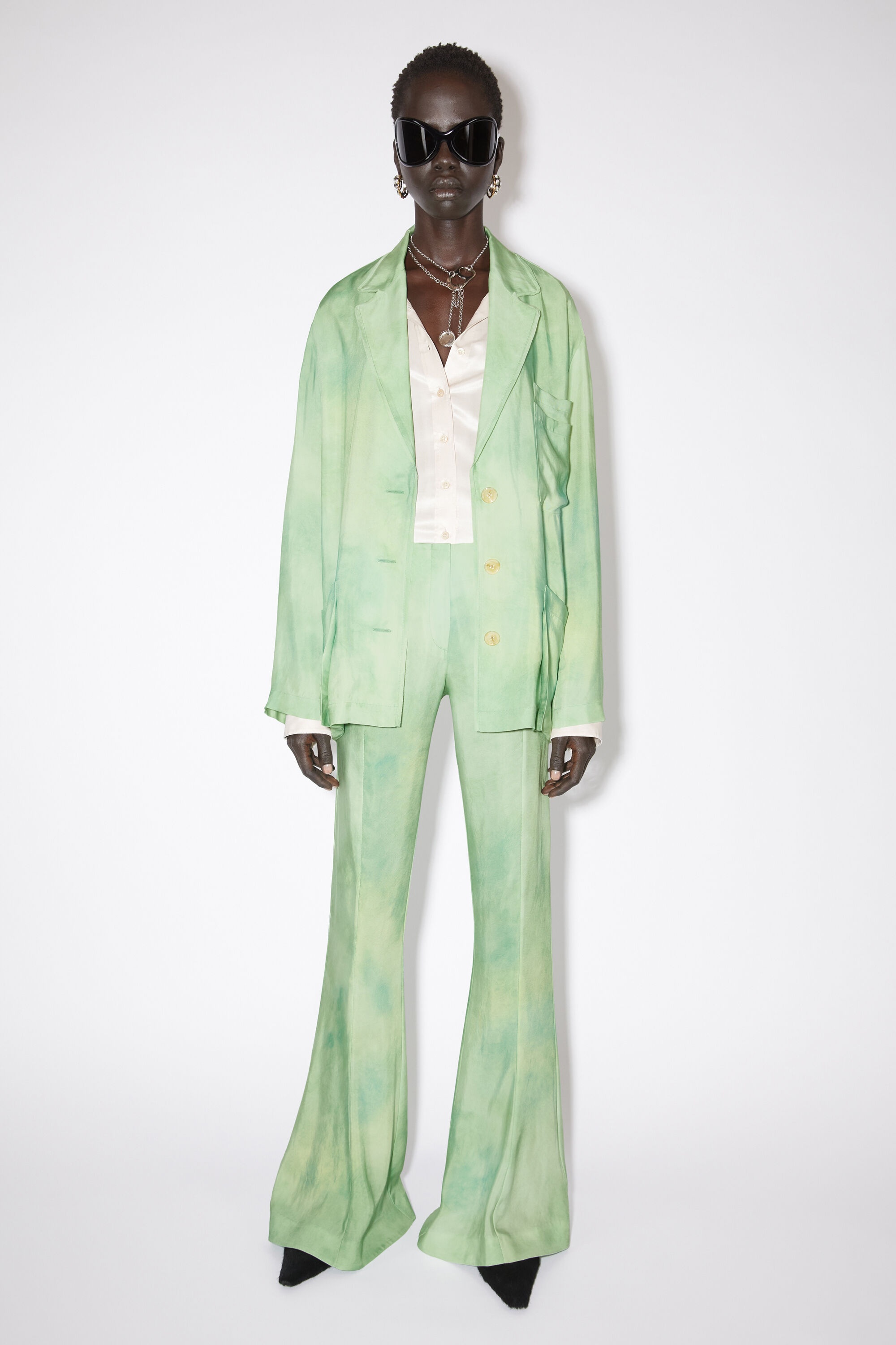 Fitted flared trousers - Pale Green Multi - 2
